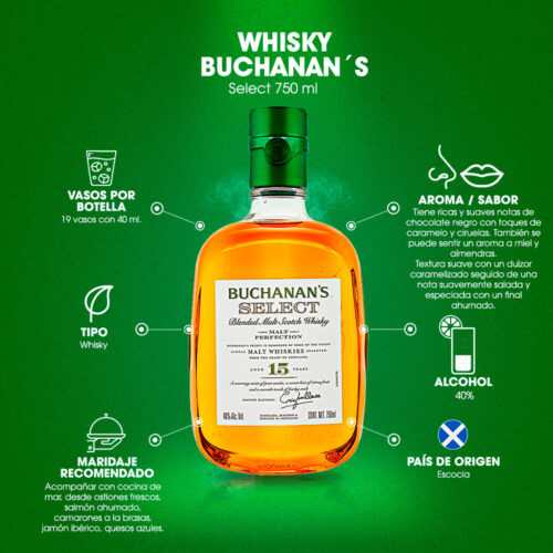 Whisky Buchanans Select 15 Años 750 ml. 6 Whisky Buchanans Select 15 Años 750 ml.