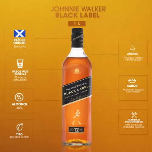 Whisky Johnnie Walker Black Label 1000 ml. 6 Whisky Johnnie Walker Black Label 1000 ml. - Imagen 3
