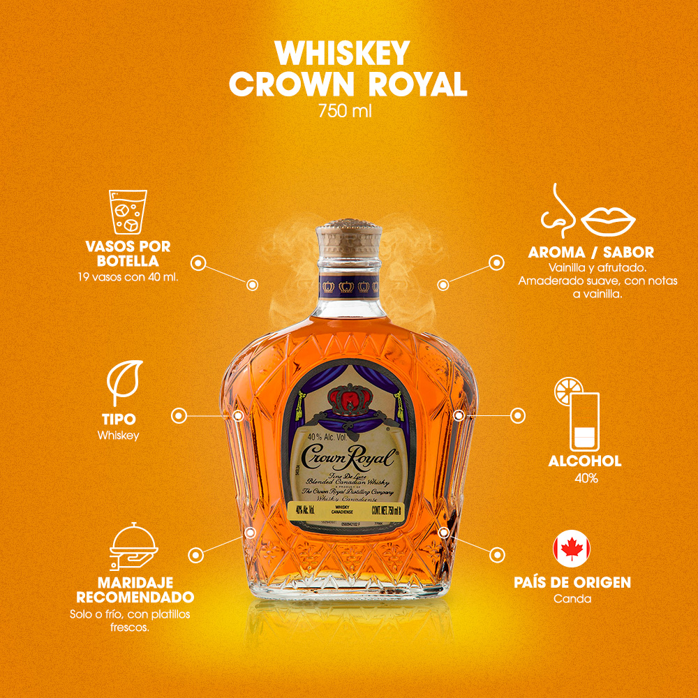 Whiskey Crown Royal 750 ml. 3 Whiskey Crown Royal 750 ml.