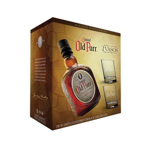WHISKY GRAND OLD PARR 12 AÑOS 750 ml. + 2 VASOS