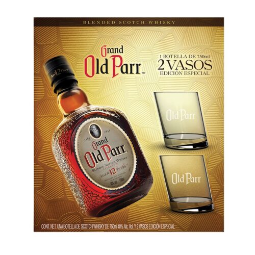 WHISKY GRAND OLD PARR 12 AÑOS 750 ml. + 2 VASOS