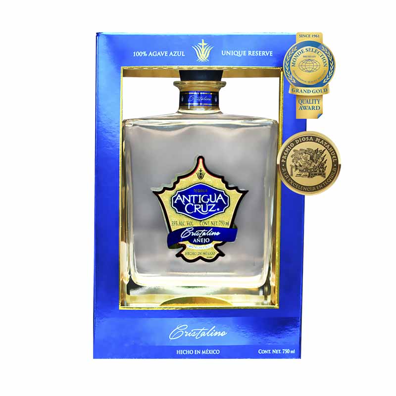 Tequila Antigua Cruz Añejo Cristalino 750 ml. 1 TEQUILA ANTIGUA CRUZ AÑEJO CRISTALINO 750 ml