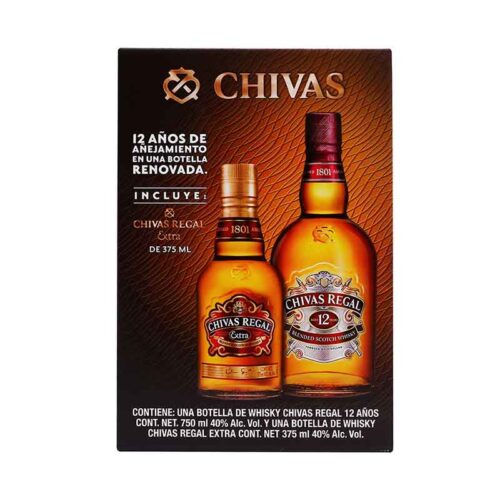 WHISKY CHIVAS REGAL 12 AÑOS 750 ml.+ CHIVAS EXTRA 375 ml.