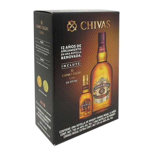 WHISKY CHIVAS REGAL 12 AÑOS 750 ml.+ CHIVAS EXTRA 375 ml.2222