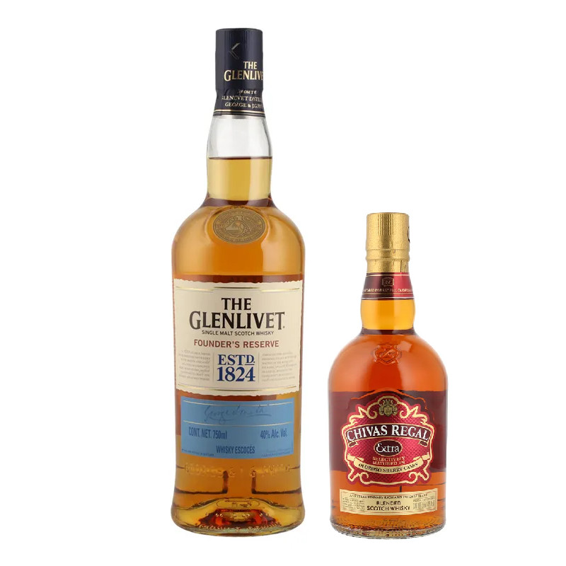 Whisky The Glenlivet Founders 750 ml. + Chivas Extra 375 ml. Sampieri