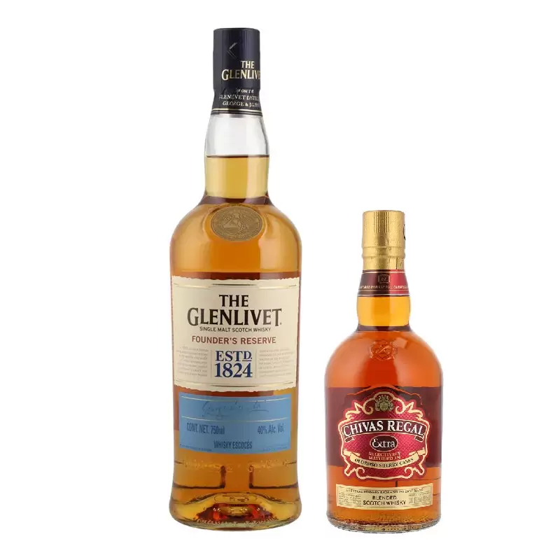 Whisky The Glenlivet Founders 750 ml. + Chivas Extra 375 ml. 1 WHISKY GLENLIVET FOUNDERS 750 ml