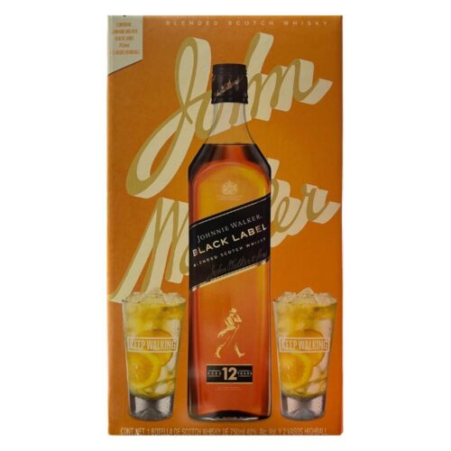 Whisky Johnnie Walker Black Label 750 ml. + 2 Vasos Highball