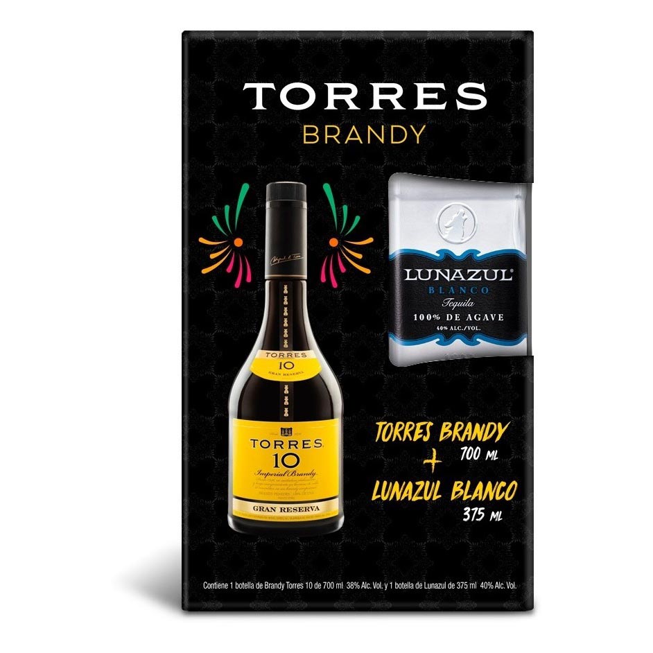 Brandy Torres 10 700 ml. + Tequila Luna Azul 375 ml. 1 BRANDY TORRES 10 700 ml. + TEQUILA LUNA AZUL 375 ml.