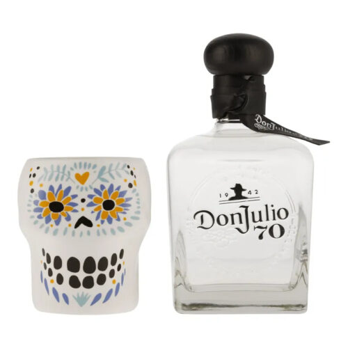 TEQUILA DON JULIO 70 AÑEJO CRISTALINO 700 ml. + VASO CALAVERA