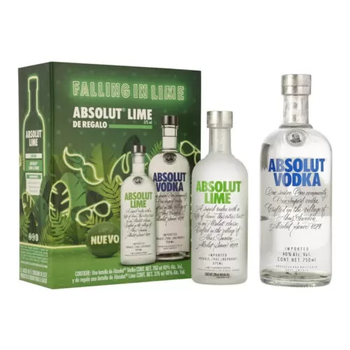 Vodka Absolut Original Azul 750 ml. + Absolut Lime 375 ml. 3 VODKA ABSOLUT ORIGINAL AZUL 750 ml. + ABSOLUT LIME 375 ml.