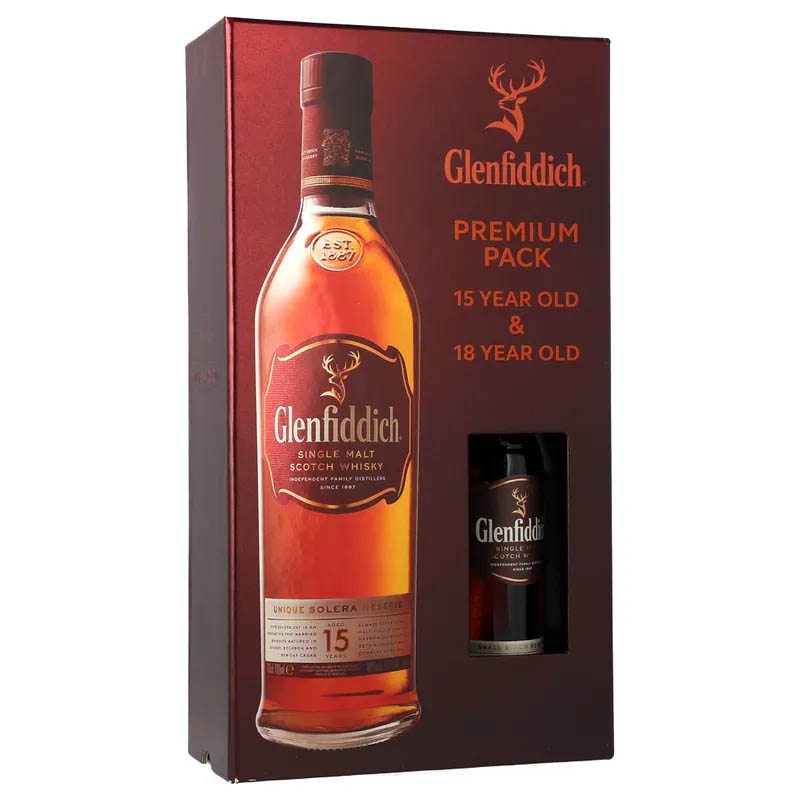 Whisky Glenfiddich 15 Años 750 ml. + Glenfiddich 18 Años 200 ml. 1 WHISKY GLENFIDDICH 15 AÑOS 750 ml