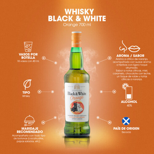 Whisky Black And White Orange 700 ml.