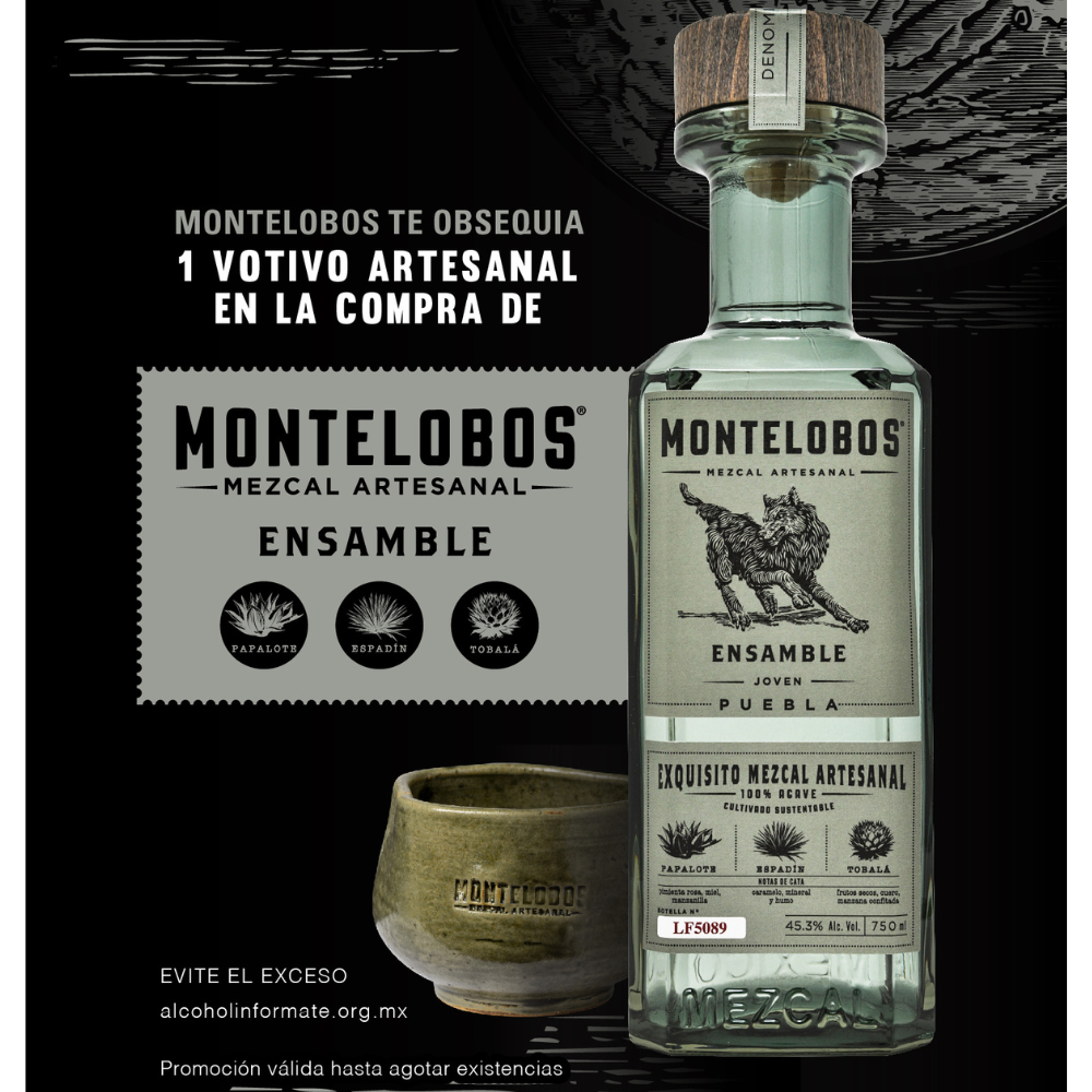 Mezcal Montelobos Ensamble 750 ml. + Votivo 2 Mezcal Montelobos Ensamble 750 ml. + Votivo