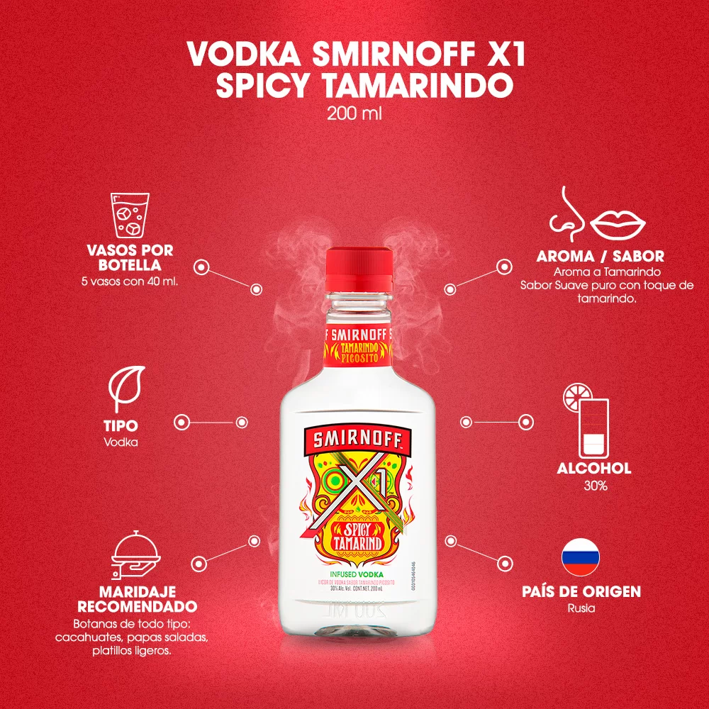Vodka Smirnoff X1 Tamarindo 200 ml. 3 Vodka Smirnoff X1 Tamarindo 200 ml.
