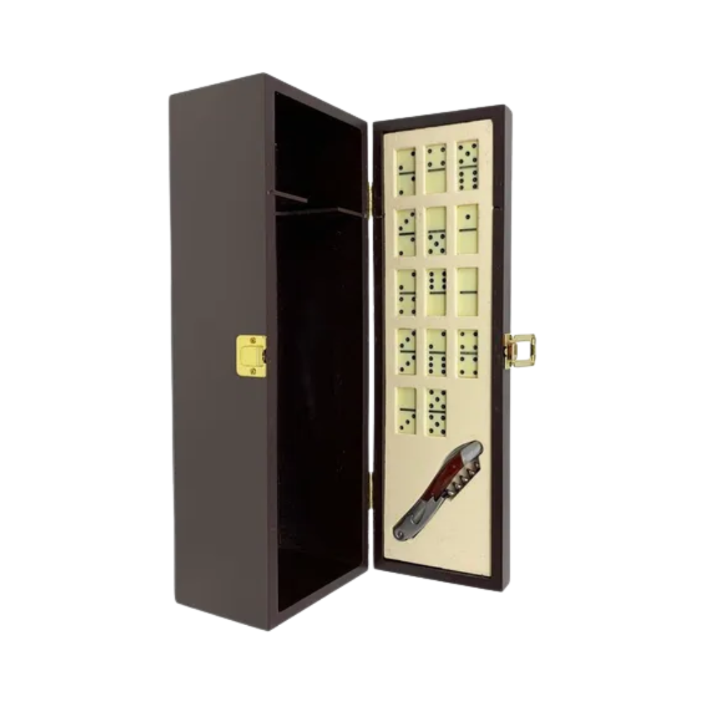 Estuche de Madera para Vino + Domino 1 Estuche de Madera para Vino + Domino