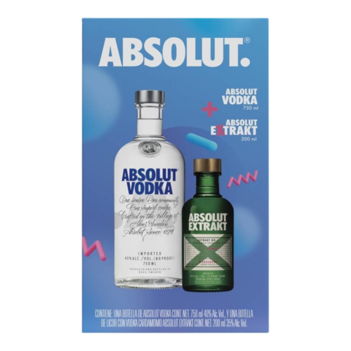 Vodka Absolut Original Azul 750 ml. + Absolut Extrakt 200 ml.