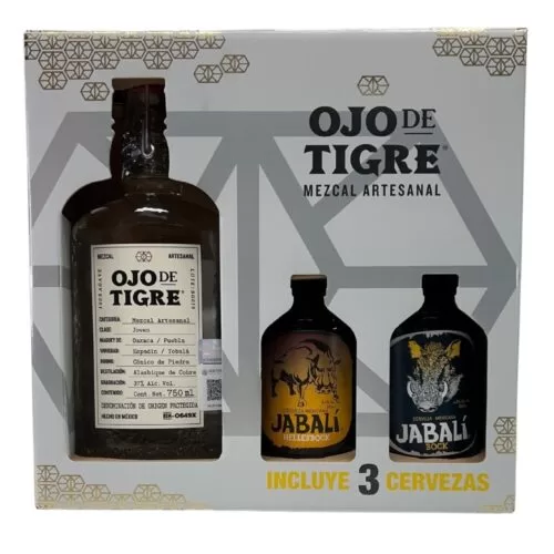 Mezcal Ojo de Tigre Joven 750 ml. + 3 Cervezas