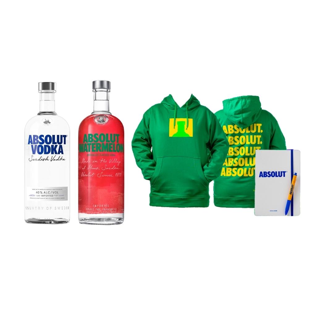 Vodka Absolut Original Azul 750 ml. + Absolut Watermelon 750 ml. + Kit Especial 1 Vodka Absolut Original Azul 750 ml. + Absolut Watermelon 750 ml. + Kit Especial