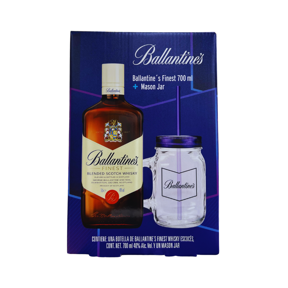 Whisky Ballantines Finest 700 ml. + Mason Jar 1 Whisky Ballantines Finest 700 ml. + Mason Jar