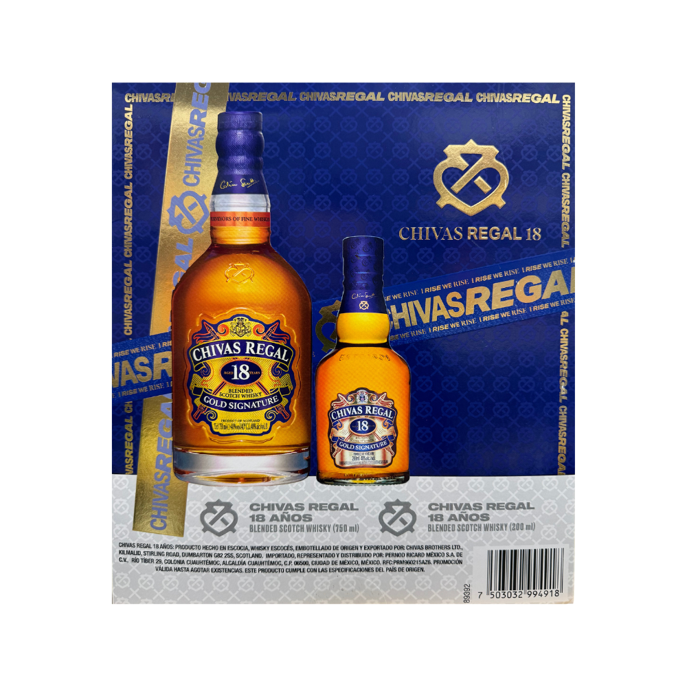 Whisky Chivas Regal 18 Años 750 ml. + Chivas Regal 18 Años 200 ml. 1 Whisky Chivas Regal 18 Años 750 ml. + Chivas Regal 18 Años 200 ml.