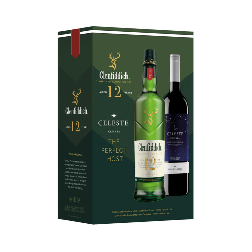 Whisky Glenfiddich 12 Años 750 ml. + Vino Tinto Celeste Crianza 750 ml.
