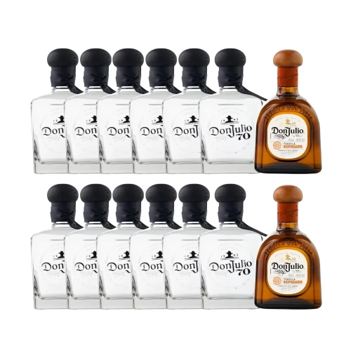 12 Tequila Don Julio 70 Añejo Cristalino 700 ml. + 2 Tequila Don Julio Reposado 700 ml.