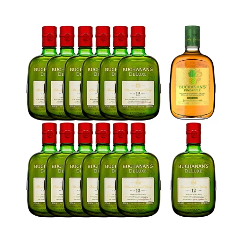 12 Whisky Buchanans 12 Años 750 ml. + Whisky Buchanans 12 Años 750 ml. + Whisky Buchanans Pineapple 750 ml.
