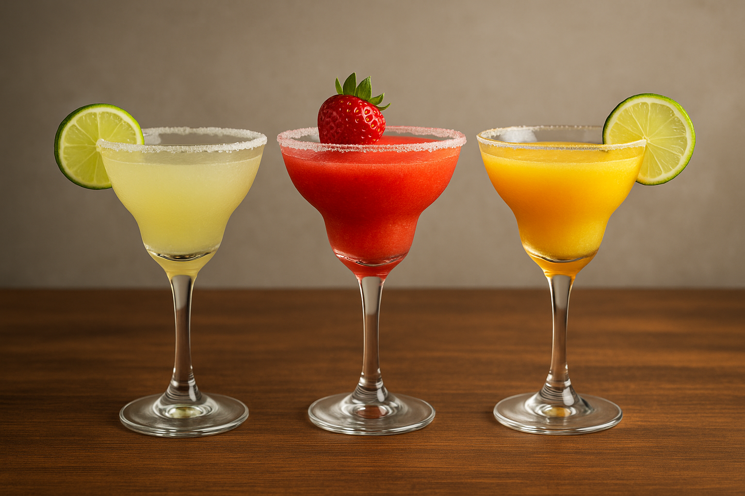 Variantes de margarita: clásica, fresa y mango