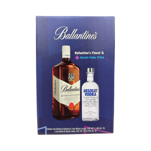 Whisky Ballantines Finest 1000 ml. + Vodka Absolut Azul 375 ml.