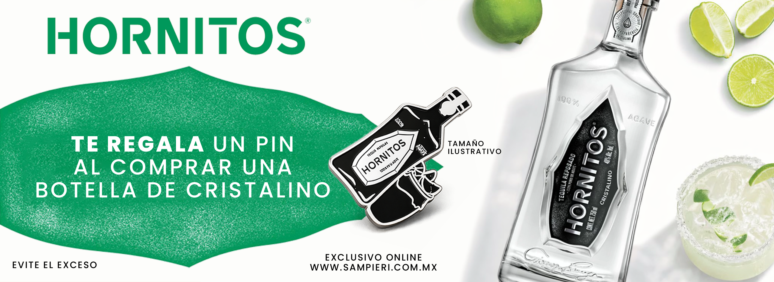 Tequila Sauza Hornitos Cristalino 750 ml. + Pin