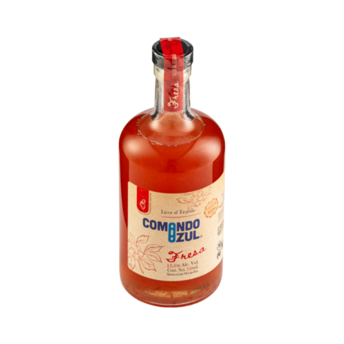 Licor con Tequila Comando Azul Fresa 750 ml.
