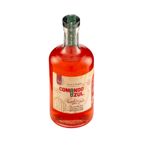 Licor con Tequila Comando Azul Sandia con Chile 750 ml.