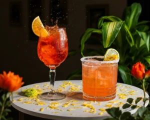 Cocteles vibrantes entre flores y hielo