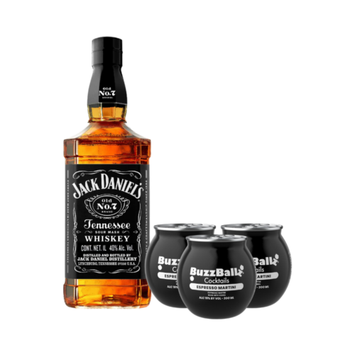 Whiskey Jack Daniels 1000 ml. + 3 Bebida BuzzBallz Espresso Martini 200 ml.